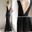 Modern / Fashion Sexy Black Evening Dresses  2019 Trumpet / Mermaid V-Neck Sleeveless Beading Split Front Floor-Length / Long Backless Formal Dresses