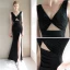Modern / Fashion Sexy Black Evening Dresses  2019 Trumpet / Mermaid V-Neck Sleeveless Beading Split Front Floor-Length / Long Backless Formal Dresses