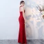 Modern / Fashion Burgundy Evening Dresses  2019 Trumpet / Mermaid Halter Sleeveless Beading Split Front Floor-Length / Long Backless Formal Dresses
