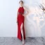 Modern / Fashion Burgundy Evening Dresses  2019 Trumpet / Mermaid Halter Sleeveless Beading Split Front Floor-Length / Long Backless Formal Dresses