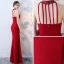 Modern / Fashion Burgundy Evening Dresses  2019 Trumpet / Mermaid Halter Sleeveless Beading Split Front Floor-Length / Long Backless Formal Dresses