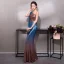 Bling Bling Bleu D'encre Paillettes Robe De Soirée 2019 Trompette / Sirène Une épaule Sans Manches Longue Volants Robe De Ceremonie