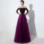 Élégant Violet Transparentes Robe De Bal 2019 Princesse Encolure Dégagée Manches Longues Appliques En Dentelle Longue Volants Dos Nu Robe De Ceremonie
