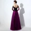 Élégant Violet Transparentes Robe De Bal 2019 Princesse Encolure Dégagée Manches Longues Appliques En Dentelle Longue Volants Dos Nu Robe De Ceremonie