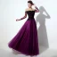 Élégant Violet Transparentes Robe De Bal 2019 Princesse Encolure Dégagée Manches Longues Appliques En Dentelle Longue Volants Dos Nu Robe De Ceremonie