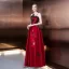 Modest / Simple Burgundy Evening Dresses  2019 A-Line / Princess Spaghetti Straps Sleeveless Embroidered Floor-Length / Long Ruffle Backless Formal Dresses
