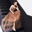Modern / Fashion Champagne Evening Dresses  2019 A-Line / Princess Sleeveless Shoulders Glitter Sequins Floor-Length / Long Ruffle Backless Formal Dresses