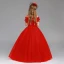 Chic / Beautiful Red Flower Girl Dresses 2017 Ball Gown Off-The-Shoulder Short Sleeve Appliques Flower Pearl Floor-Length / Long Ruffle Wedding Party Dresses