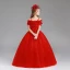Chic / Beautiful Red Flower Girl Dresses 2017 Ball Gown Off-The-Shoulder Short Sleeve Appliques Flower Pearl Floor-Length / Long Ruffle Wedding Party Dresses