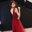 Chic / Belle Bordeaux Robe De Soirée 2019 Princesse V-Cou Sans Manches Appliques En Dentelle Paillettes Perlage Longue Volants Dos Nu Robe De Ceremonie
