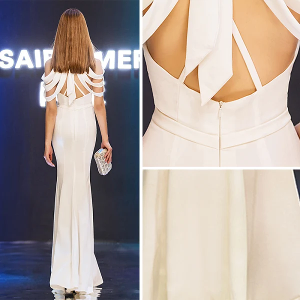 Modern Ivoor Avondjurken 2019 Trompet / Zeemeermin V-Hals Strapless Lange Ruche Ruglooze Gelegenheid Jurken