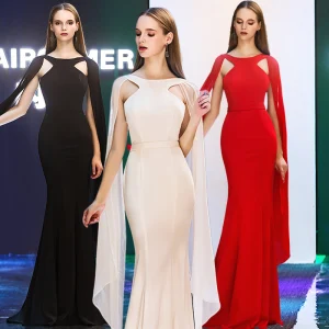 Moderne Mode Robe De Soirée 2019 Trompette Sirène Encolure Dégagée Unique Manches Longues Longue Volants Dos Nu Robe De Ceremonie