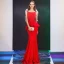 Modern / Fashion Ivory Evening Dresses  2019 Trumpet / Mermaid Spaghetti Straps Square Neckline Sleeveless Floor-Length / Long Ruffle Backless Formal Dresses
