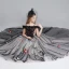 Chic / Beautiful Black Flower Girl Dresses 2017 Ball Gown Off-The-Shoulder Short Sleeve Appliques Lace Pearl Rhinestone Butterfly Court Train Ruffle Wedding Party Dresses