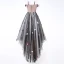 Chic / Beautiful Black Flower Girl Dresses 2017 Ball Gown Off-The-Shoulder Short Sleeve Appliques Lace Pearl Rhinestone Butterfly Court Train Ruffle Wedding Party Dresses