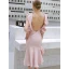 Simple Rougissant Rose Robe De Soirée 2019 Encolure Dégagée Sans Manches Thé Longueur Volants Dos Nu Robe De Ceremonie