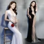 Sexy Transparentes Robe De Soirée 2019 Trompette / Sirène Encolure Dégagée Sans Manches Longue Volants Robe De Ceremonie