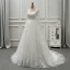 Élégant Ivoire Transparentes Robe De Mariée 2019 Princesse Encolure Dégagée Manches Longues Dos Nu Appliques En Dentelle Faux Diamant Perlage Perle Tribunal Train Volants