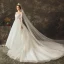 Charming Ivory See-through Wedding Dresses 2019 Ball Gown Scoop Neck Long Sleeve Backless Appliques Lace Beading Pearl Chapel Train Ruffle