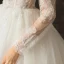 Charming Ivory See-through Wedding Dresses 2019 Ball Gown Scoop Neck Long Sleeve Backless Appliques Lace Beading Pearl Chapel Train Ruffle
