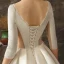 Vintage Ivory / Creme Durchsichtige Brautkleider / Hochzeitskleider 2019 A Linie Rundhalsausschnitt 3/4 Ärmel Rückenfreies Kathedrale Schleppe Rüschen