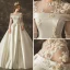 Vintage / Retro Ivory See-through Wedding Dresses 2019 A-Line / Princess Scoop Neck Long Sleeve Beading Chapel Train Ruffle