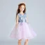 Chic / Beautiful Candy Pink Sky Blue Flower Girl Dresses 2017 Ball Gown V-Neck Sleeveless Appliques Flower Pearl Embroidered Short Ruffle Wedding Party Dresses