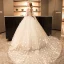 Vintage / Retro Sparkly Wedding Dresses 2017 White Lace Appliques Pearl Sequins High Neck Sleeveless Backless Cathedral Train Ball Gown
