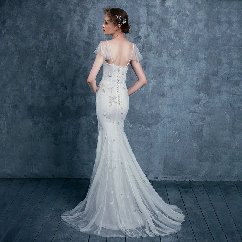 mermaid wedding dresses with off the shoulder sleeves Lace Mermaid Off-the-Shoulder Vintage Wedding Dresses, Bridal Gown, MW834