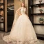 Vintage / Retro Sparkly Wedding Dresses 2017 White Lace Appliques Pearl Sequins High Neck Sleeveless Backless Cathedral Train Ball Gown
