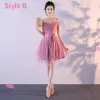 Affordable Candy Pink Bridesmaid Dresses 2018 A-Line / Princess Bow Sash Short Ruffle Backless Wedding Party Dresses