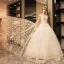 Vintage / Retro Sparkly Wedding Dresses 2017 White Lace Appliques Pearl Sequins High Neck Sleeveless Backless Cathedral Train Ball Gown
