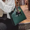 Fashion Green Square Shoulder Bags Shopping Bag 2021 PU Women's Bags