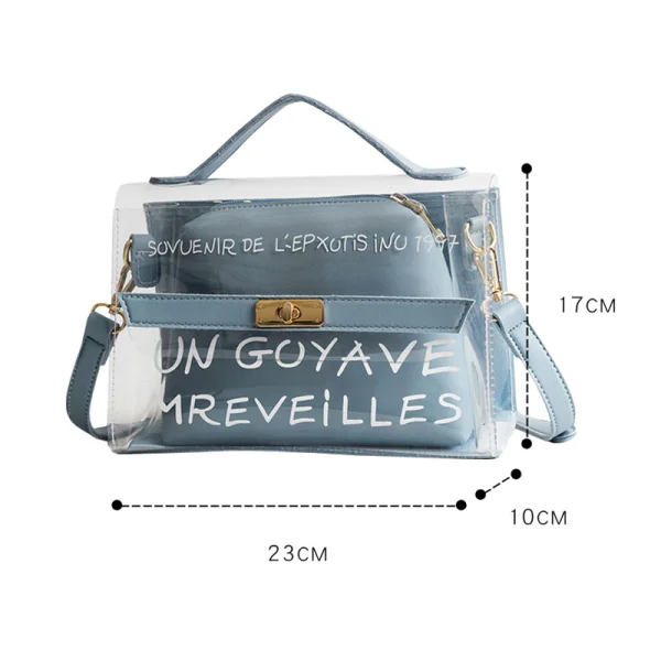 2-piece Sage Green Transparent Purse Messenger Bag Handbag 2021 PVC Square Women's Bags