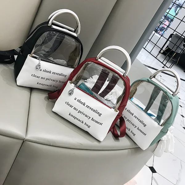 Transparent Sage Green Backpacks 2021 PVC Casual Women's Bags