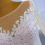 Luxury / Gorgeous Champagne See-through Bridal Wedding Dresses 2021 Ball Gown Scoop Neck Long Sleeve Beading Sequins Court Train Ruffle