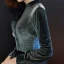 Modest / Simple Ink Blue Suede Winter Evening Dresses  2019 A-Line / Princess Scoop Neck Long Sleeve Tea-length Ruffle Formal Dresses