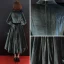 Modest / Simple Ink Blue Suede Winter Evening Dresses  2019 A-Line / Princess Scoop Neck Long Sleeve Tea-length Ruffle Formal Dresses