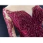 Haut de Gamme Tapis rouge Bordeaux Robe De Soirée 2021 Princesse Transparentes Encolure Carrée Manches Longues Fait main Perlage Paillettes Tribunal Train Volants Robe De Ceremonie