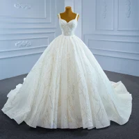 Magnífico Blanco Boda Vestidos De Novia 2021 Ball Gown Hombros Sin Mangas Sin Espalda Rebordear Lentejuelas Chapel Train Ruffle