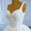 Luxury / Gorgeous White Bridal Wedding Dresses 2021 Ball Gown Shoulders Sleeveless Backless Beading Sequins Chapel Train Ruffle