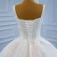 Luxury / Gorgeous White Bridal Wedding Dresses 2021 Ball Gown Shoulders Sleeveless Backless Beading Sequins Chapel Train Ruffle