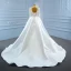 Luxury / Gorgeous White Satin Bridal Wedding Dresses 2021 Trumpet / Mermaid Deep V-Neck Long Sleeve Backless Handmade  Beading Pearl Court Train Ruffle
