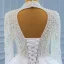 Luxury / Gorgeous White Satin Bridal Wedding Dresses 2021 Trumpet / Mermaid Deep V-Neck Long Sleeve Backless Handmade  Beading Pearl Court Train Ruffle