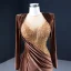Luxe Café Velour Tapis rouge Robe De Soirée 2021 Gaine / Ajustement Transparentes Encolure Dégagée Manches Longues Fait main Perlage Paillettes Fendue devant Train De Balayage Volants