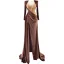 Luxe Café Velour Tapis rouge Robe De Soirée 2021 Gaine / Ajustement Transparentes Encolure Dégagée Manches Longues Fait main Perlage Paillettes Fendue devant Train De Balayage Volants