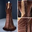 Luxe Café Velour Tapis rouge Robe De Soirée 2021 Gaine / Ajustement Transparentes Encolure Dégagée Manches Longues Fait main Perlage Paillettes Fendue devant Train De Balayage Volants