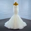 Luxe Blanche La Mariée Robe De Mariée 2021 Trompette / Sirène De l'épaule Manches Longues Dos Nu Perlage Paillettes Train De Balayage Volants