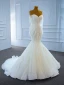 Luxe Blanche La Mariée Robe De Mariée 2021 Trompette / Sirène De l'épaule Manches Longues Dos Nu Perlage Paillettes Train De Balayage Volants