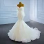 Luxe Blanche La Mariée Robe De Mariée 2021 Trompette / Sirène De l'épaule Manches Longues Dos Nu Perlage Paillettes Train De Balayage Volants